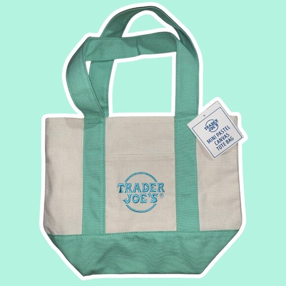 Trader Joe's Mini Canvas Tote in Mint Green Spring 2025 New with Tag - Picture 1 of 4